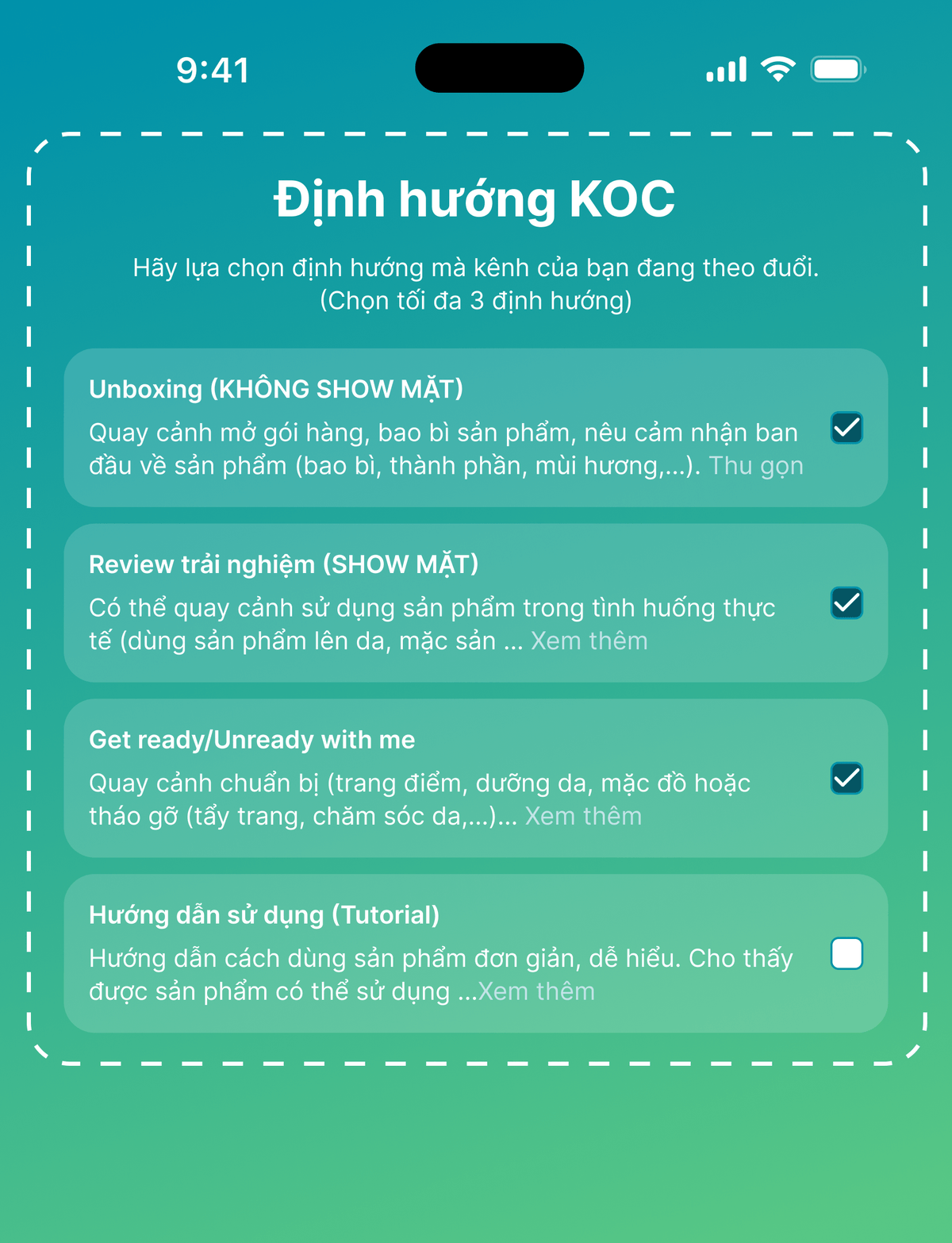 KOC app screen 3